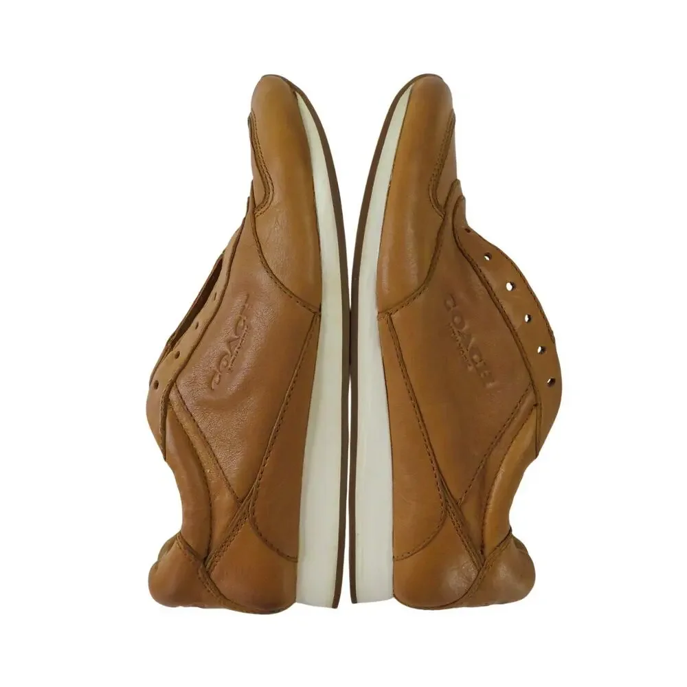 COACH Raeann Fashion Sneakers in Ginger Tan Leather Size 7.5